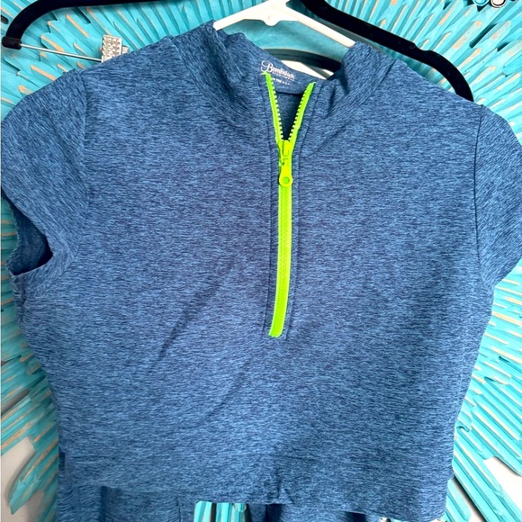 Bombshell sportswear Heather blue set with neon green zipper accent - Picture 2 of 10